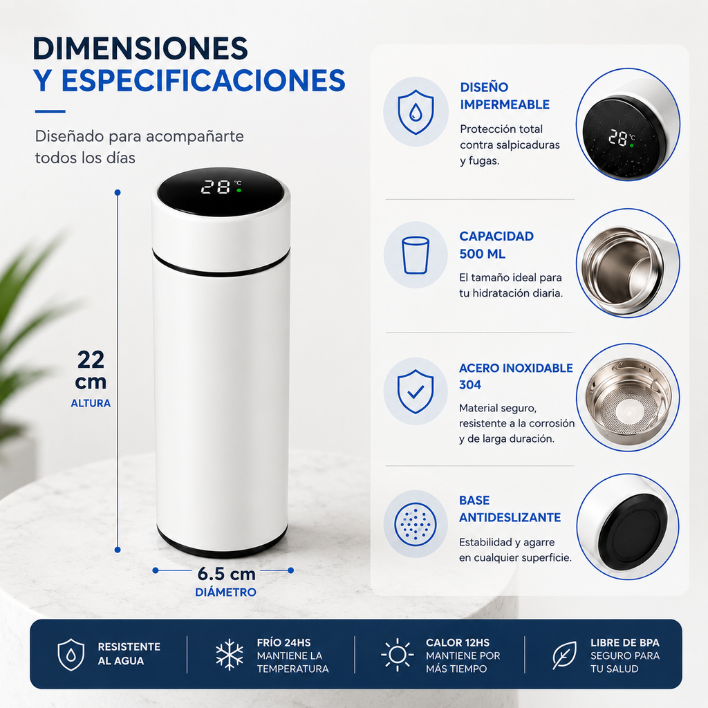 Termo Inteligente Smart Temp 500 ml con Pantalla LED