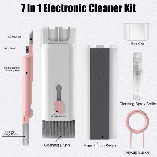 Kit de Limpieza Multifuncional 7 en 1 para Celular, Teclado y Auriculares