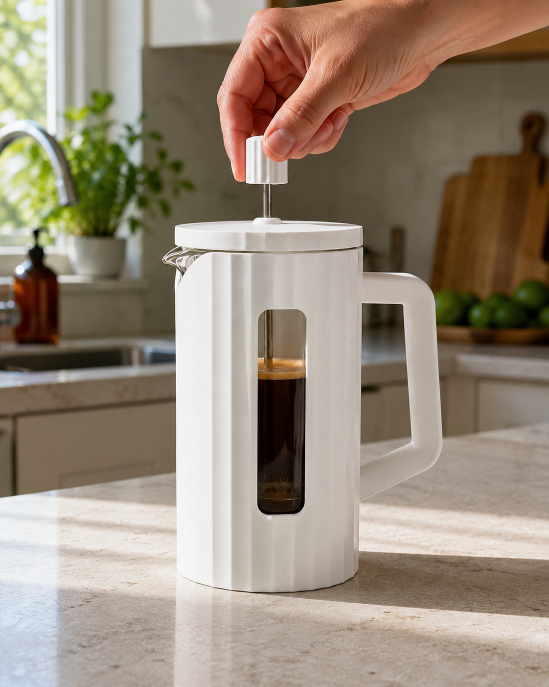 Cafetera Prensa Francesa 600ml Blanca - Vidrio