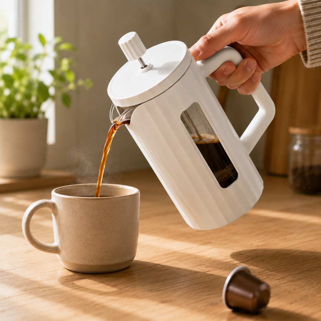 Cafetera Prensa Francesa 600ml Blanca - Vidrio