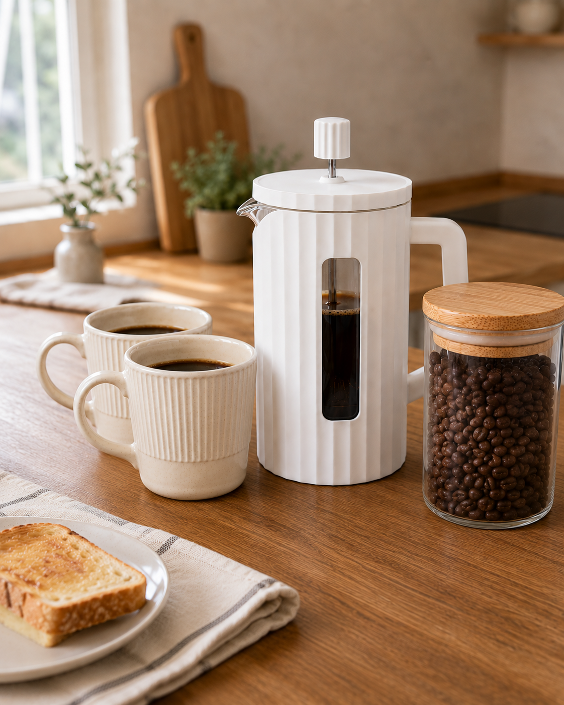 Combo Café en Casa — Prensa Francesa + 2 Tazas + Frasco