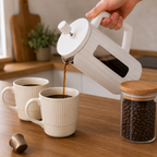 Combo Café en Casa — Prensa Francesa + 2 Tazas + Frasco