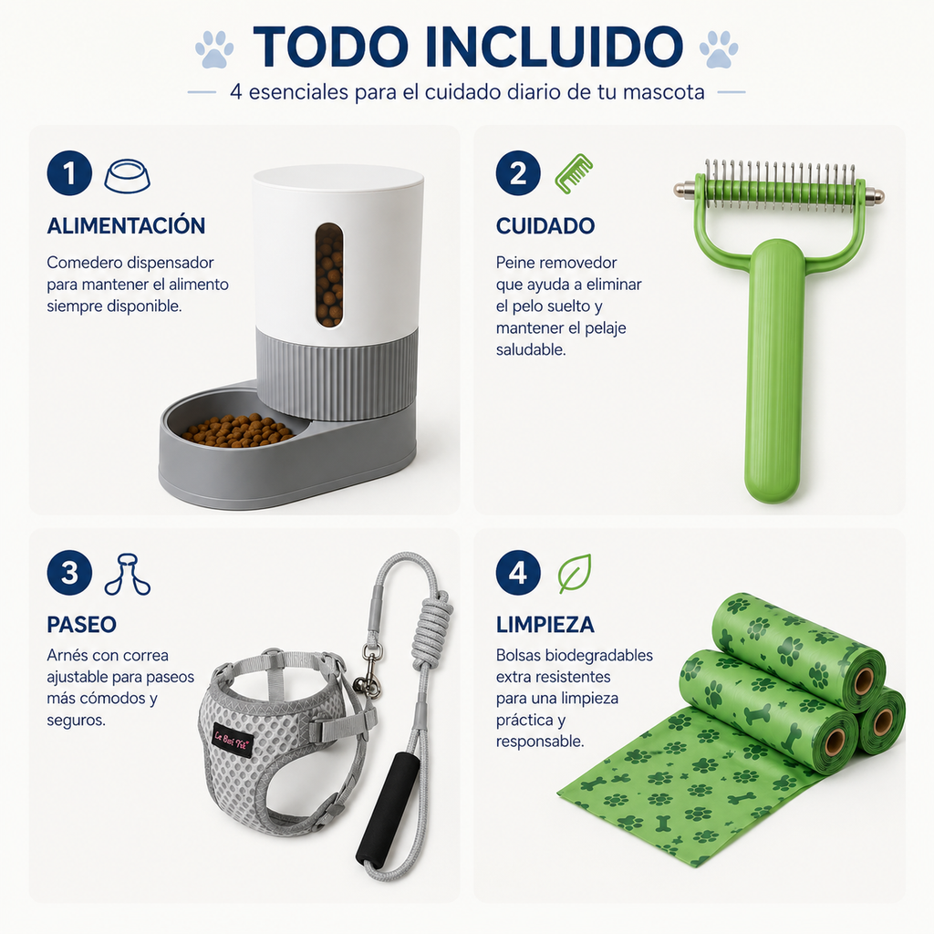 Combo Esencial para Mascotas 4 en 1