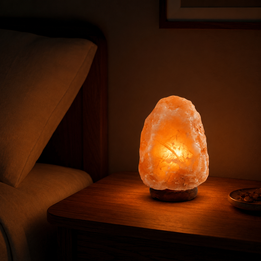 Luz Namasté® — Lámpara de Sal del Himalaya con Base de Madera