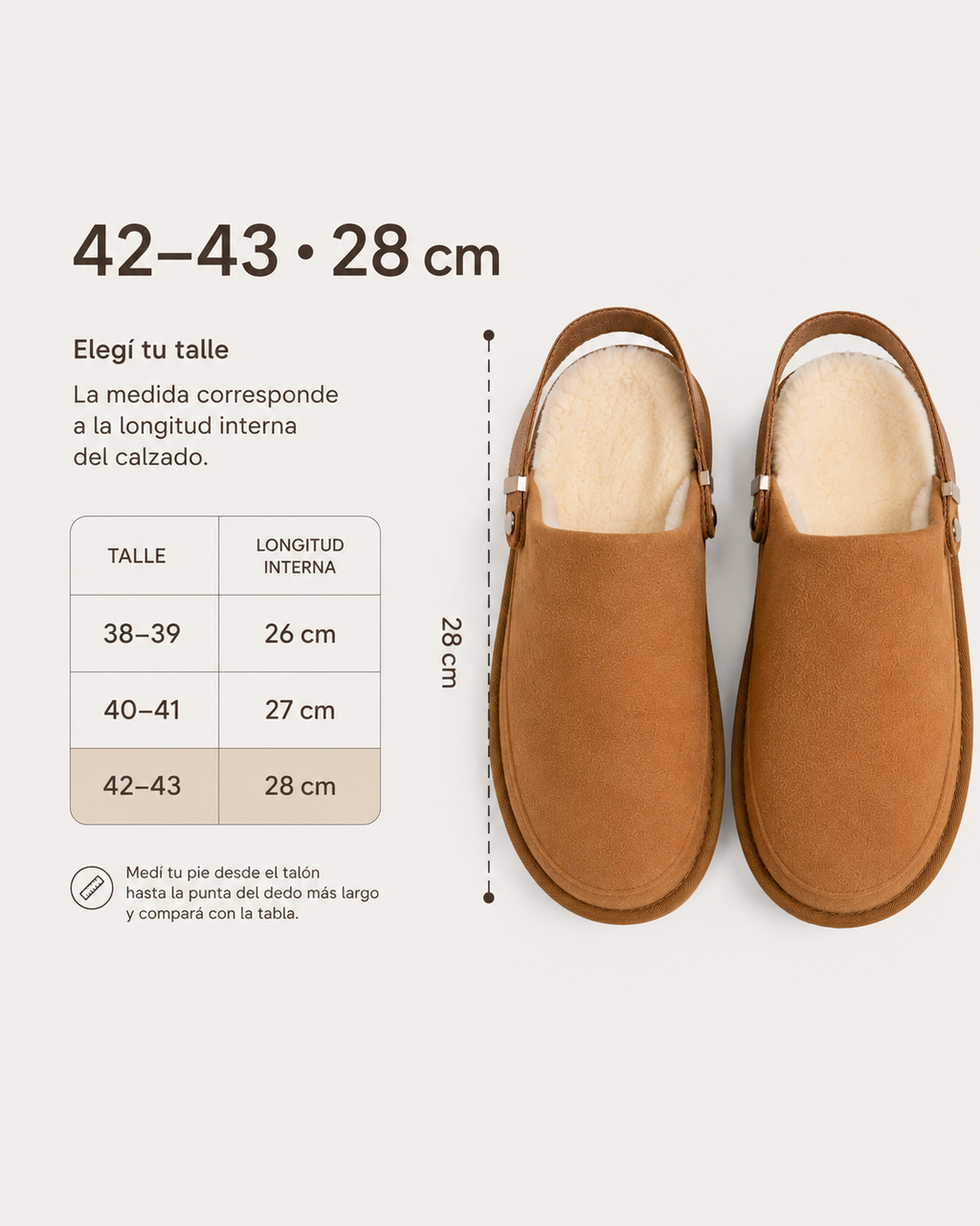 Pantuflas Zuecos Forradas Camel | Cálidas y Antideslizantes — SimpleBuy Uruguay