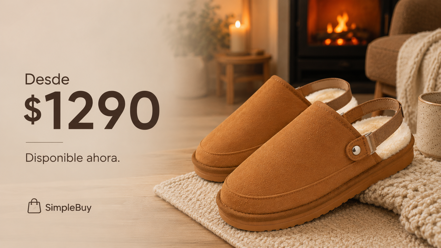 Pantuflas Zuecos Forradas Camel | Cálidas y Antideslizantes — SimpleBuy Uruguay