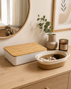 Combo Organizador Hogar | Caja con Tapa + Canasto Tejido | SimpleBuy