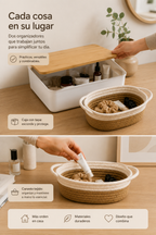 Combo Organizador Hogar | Caja con Tapa + Canasto Tejido | SimpleBuy