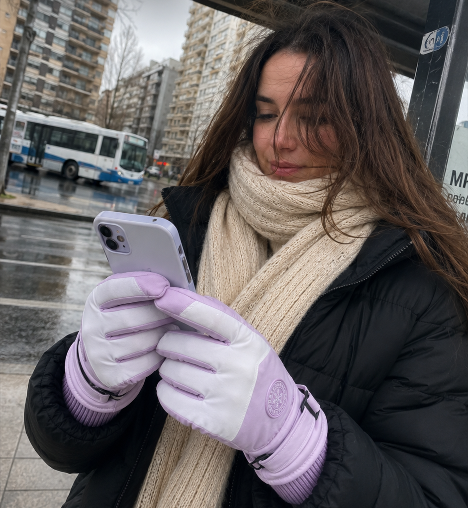 Guantes térmicos impermeables táctiles – Lila