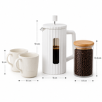 Combo Café en Casa — Prensa Francesa + 2 Tazas + Frasco