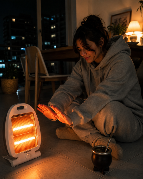 Estufa Halógena 800W Vigore — Calor Instantáneo para el Invierno en Casa