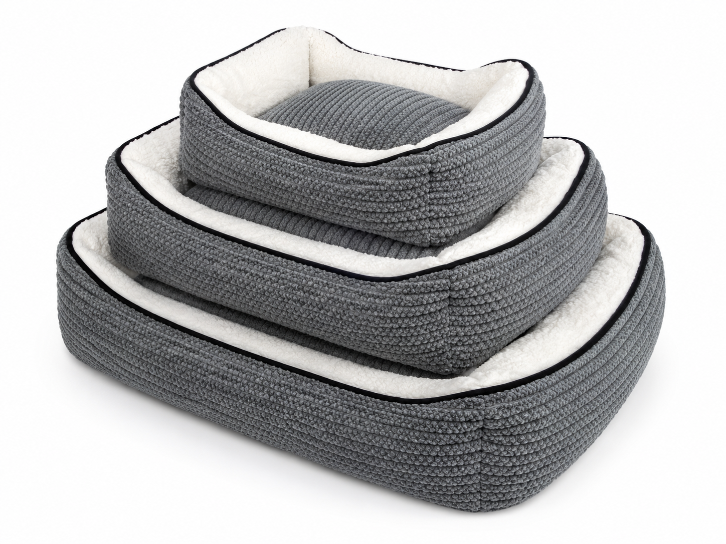 Set x3 Camas Para Mascotas Premium 3 Tamaños Gris | Abrigo y Confort para Invierno