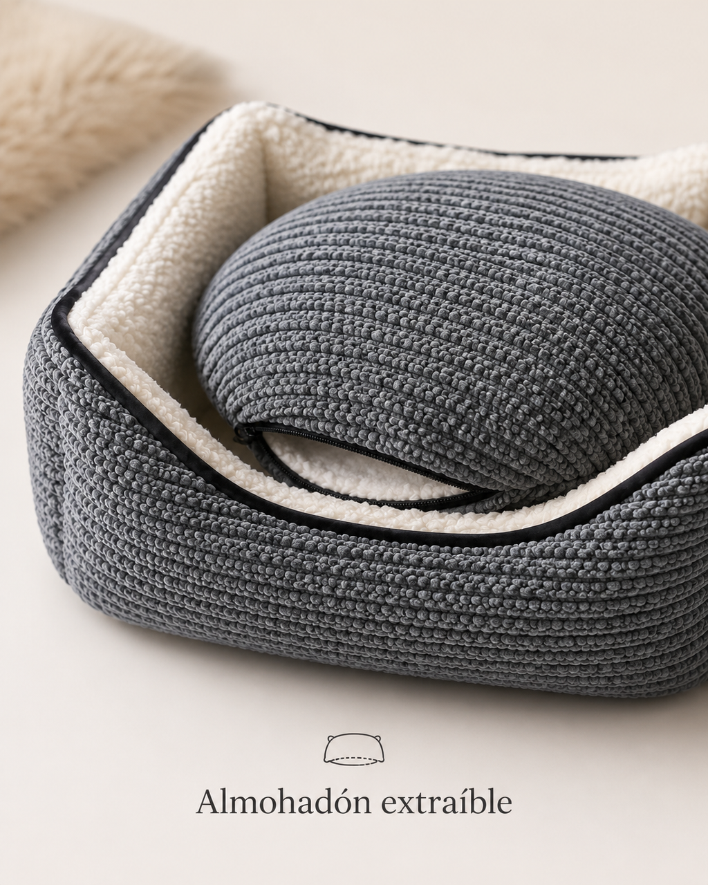 Set x3 Camas Para Mascotas Premium 3 Tamaños Gris | Abrigo y Confort para Invierno