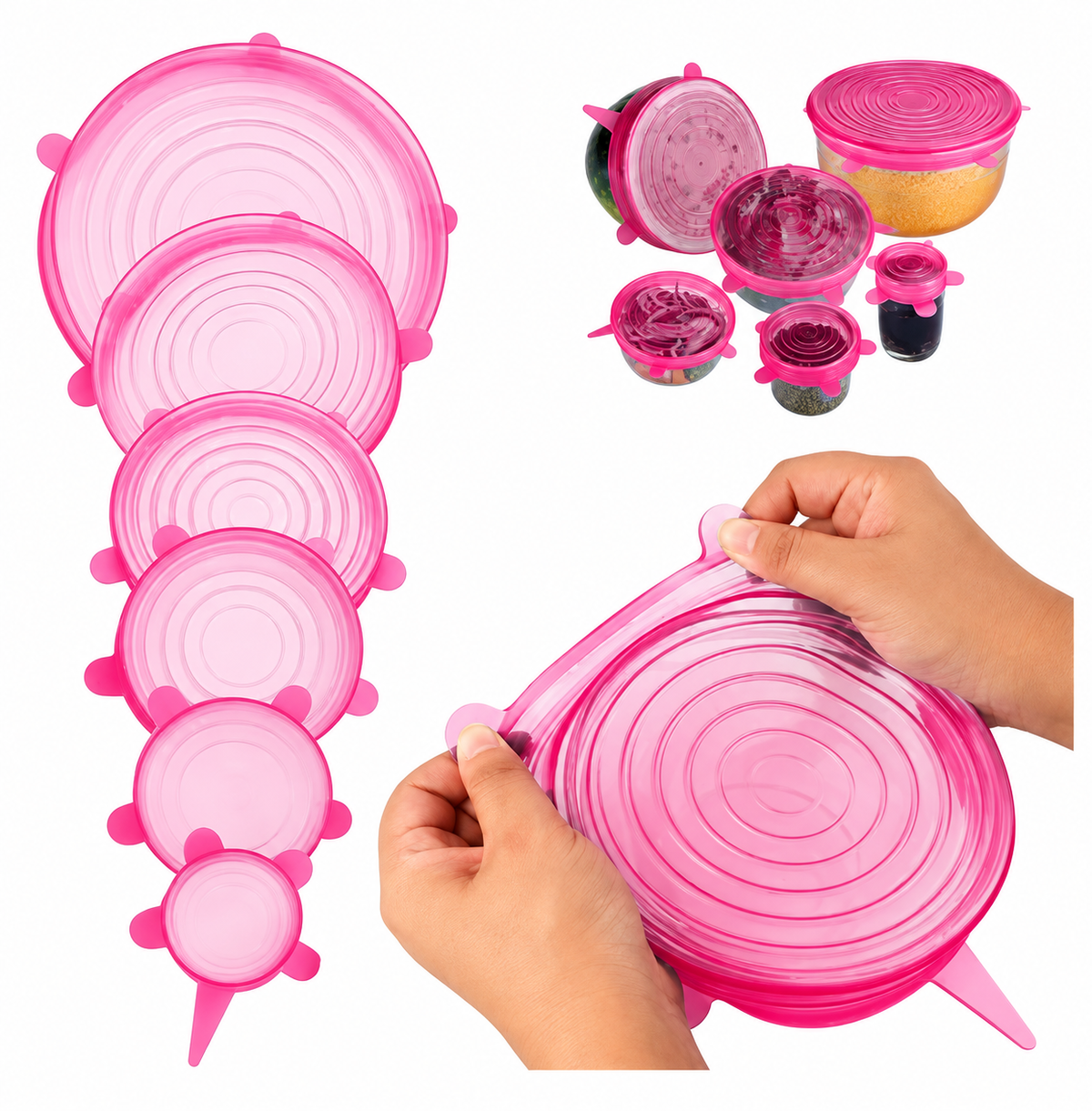 EcoSello x6 — Tapas de Silicona Elásticas