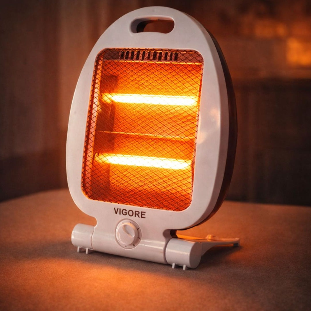 Estufa Halógena 800W Vigore — Calor Instantáneo para el Invierno en Casa